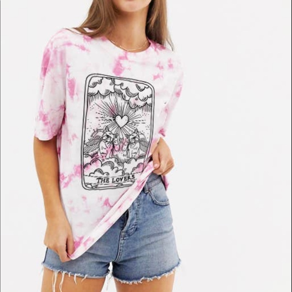 Tarot T-shirt, The Lovers, Tie Dye. Relaxed Fit